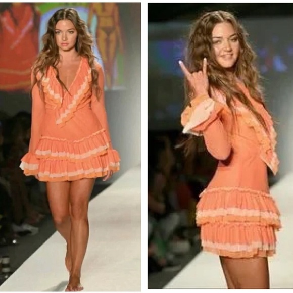 We Are Hah Dresses & Skirts - New! We Are HAH “Mags About You” RARE Color Ruffle Lace Dress 🍑 XS NWT!